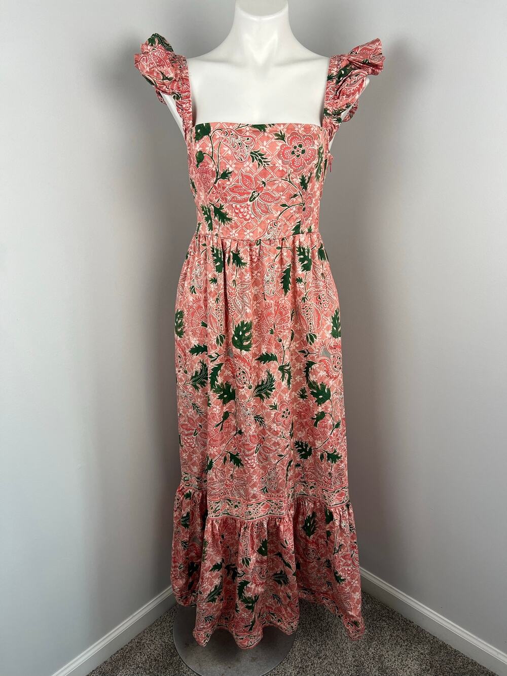 Hill House 100% Cotton Ellie Nap Dress in Pink Floral Pattern Large